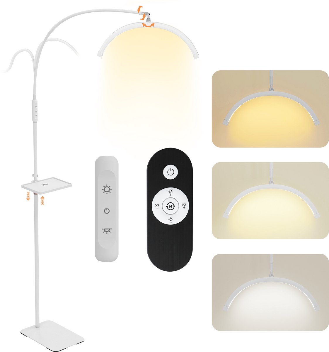 Puluomis - Halve maanlamp - staande lamp - met afstandsbediening - 1 Opbergbak - Nagellamp - Wimperlamp - 3-kleuren LED-verlichting - Helderheid instelbaar