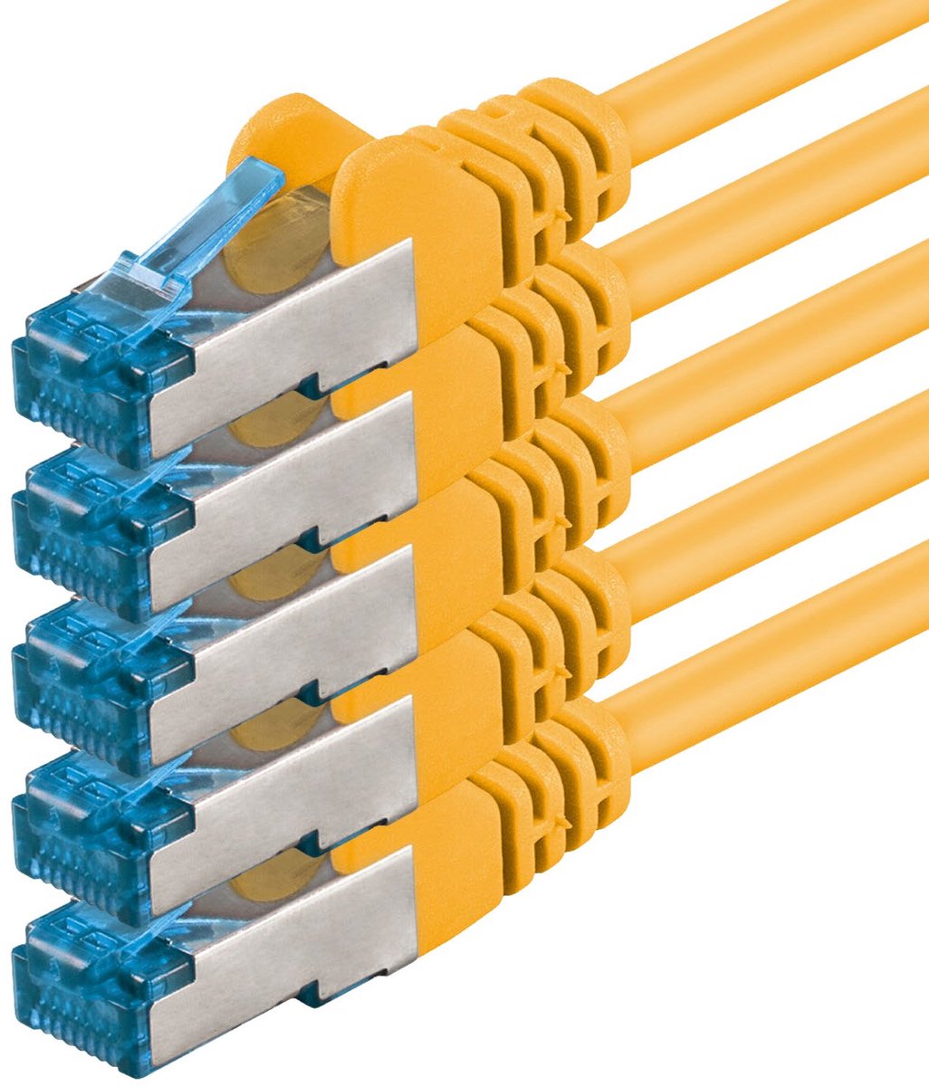 1aTTack.de CAT6 Gigabit LAN-netwerkkabel - 5x 5m 1000 Mbit/s - RJ45 geel