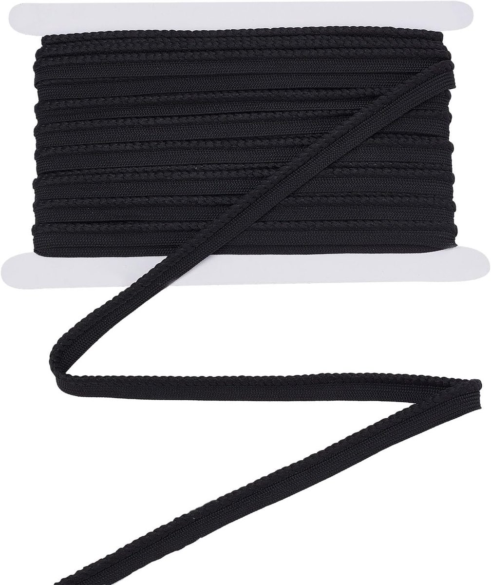 Zwart Gedraaid Koord Trim 10 yard X 0,89 inch breed biezen met rafelranden polyester bies linten naaiaccessoires voor jurk kostuum decoratie