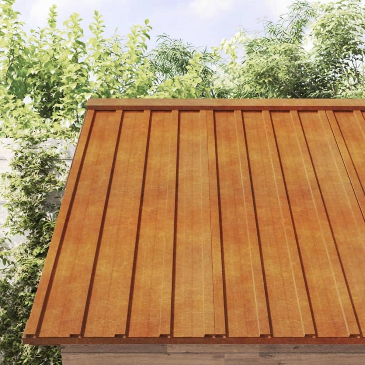 Set van 12 dakplaten, cortenstaal, 100 x 44 cm, golfplaat-look voor tuinhuis, schuur, robuuste dakbedekking, weerbestendig, bruin