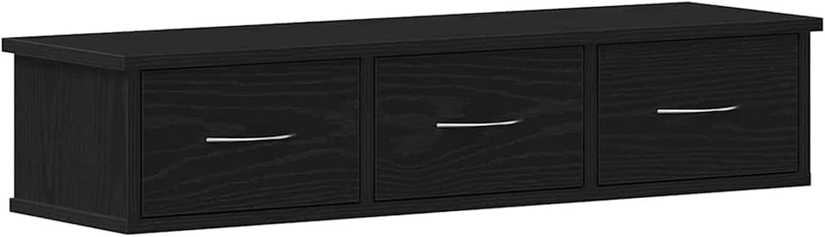 Zwevende planken voor de muur, wandkast zwart eiken look 88 x 26 x 18,5 cm houten wandplanken, modern design - opbergruimte - stabiele constructie voor slaapkamer, keuken, woonkamer
