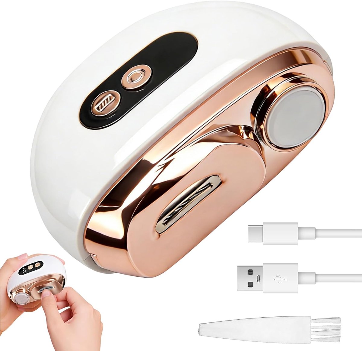 Elektrische nagelknipper voor ouderen, automatische nagelknipper met ledlicht en geïntegreerd polijsten, oplaadbaar met USB-C, veilig en pijnloos voor dikke en broze nagels