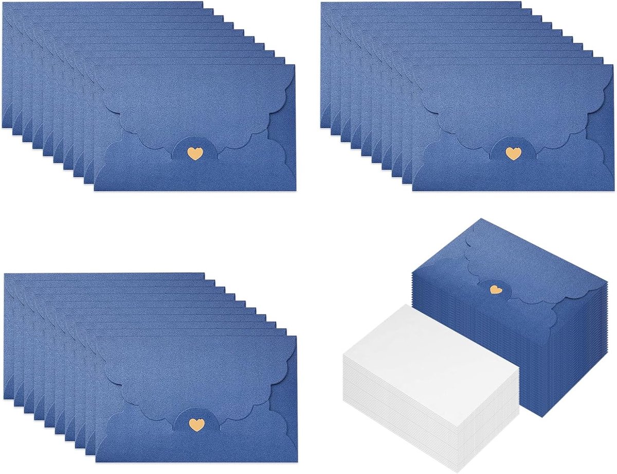 30 stuks enveloppen blauw, 17,5 x 11 cm, parelpapieren enveloppen