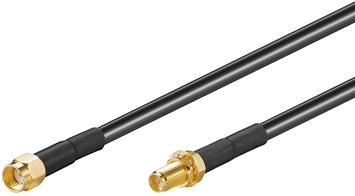 Image of Goobay WiFi-antenneverlengkabel, RP-SMA-connector naar RP-SMA-bus, 5 m, zwart