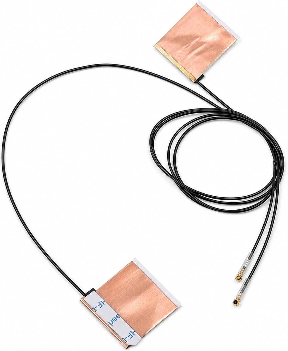Laptop WiFi Antenna for PC, Notebook, Desktop & Motherboard | 2.4GHz/5GHz/6GHz | Compatible with MHF4 Connectors on M2 Wi-Fi Cards | 2-Pack 50cm (20in) MHF4 U.FL Antenna Cable