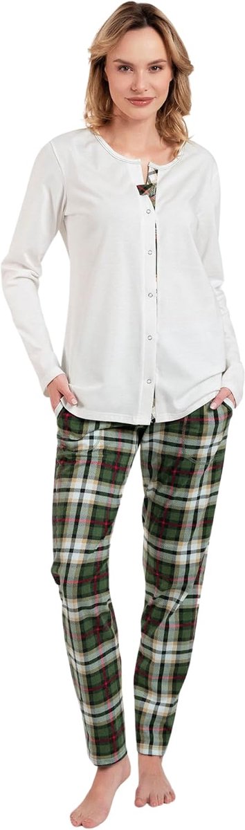 Fashion Pyjamaset voor Dames met Knoopsluiting | Zachte Katoenen Outfit met Lange Mouwen en Broek | Loungewear voor Koele Dagen of Gezellige Avonden S-XXL