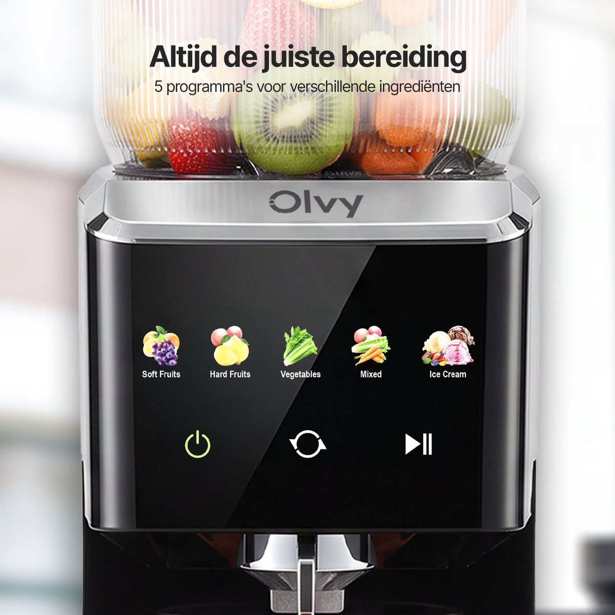 Olvy Slowjuicer - 1500ml Sapcentrifuge met Pulpcontainer - voor Groenten en Fruit - Ijsmachine - BPA-Vrij - Zwart thumbnail 2