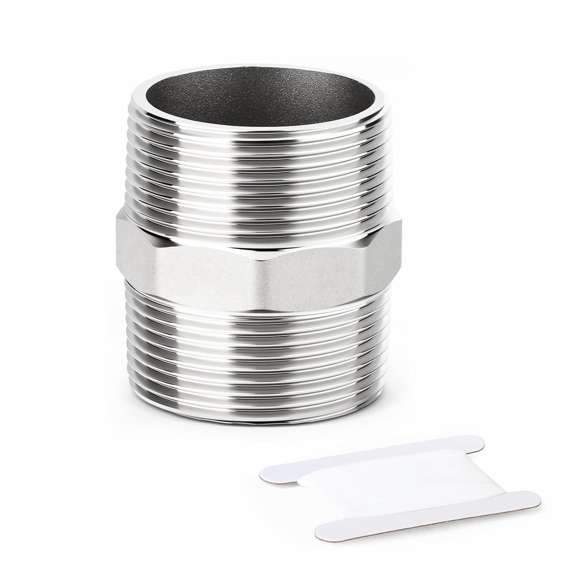 1 stuk 304 roestvrijstalen zeskantnippel buisfitting, 2-1/2" BSP mannelijke buis x 2-1/2" BSP mannelijke buisadapter rechte connector