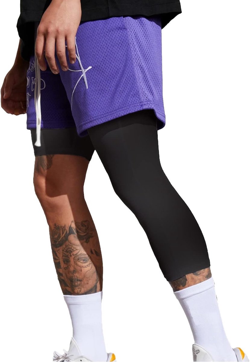 Broek Heren 3/4 Running Pants Long Tight Heren Single Leg 3/4 Sport Leggings voor Sport Training Ademend Strak Functioneel
