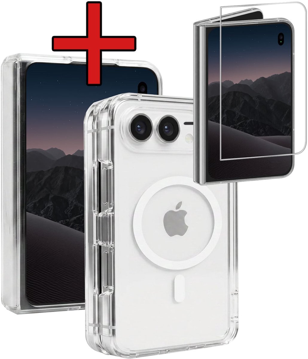 Hoesje - Met Screenprotector - Geschikt voor Apple iPhone Duo - Magsafe Compatible - Sterk & Shockproof - Shock Proof Case - Back Cover - Telefoon Hoes - Telefoonhoes - Transparant