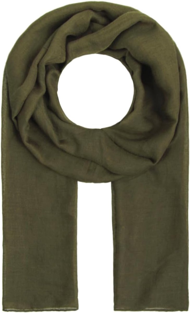Lima Smal gesneden dameshalsdoek, licht effen, dun, effen, zacht, zomersjaal, overgangssjaal, dark olive