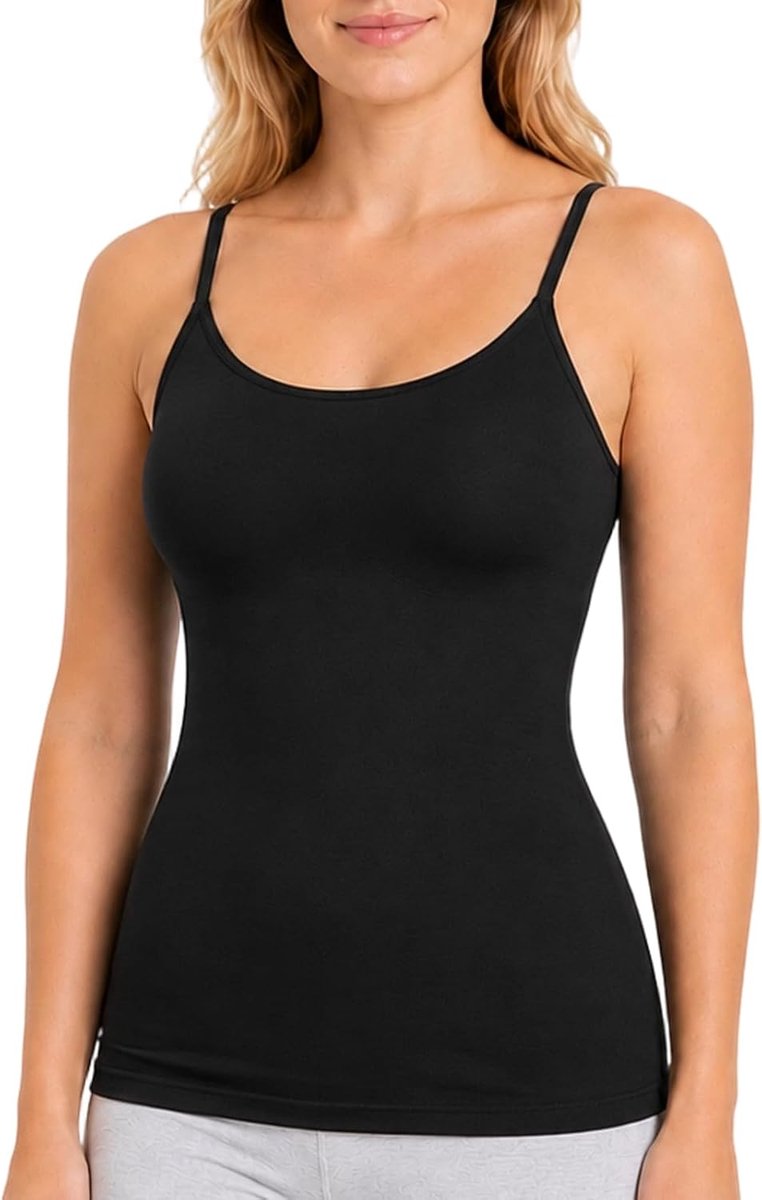 Tanktop voor dames, vormende tanktop, dunne bandjes, ademend en sneldrogend, vormende kleding, hoge elasticiteit, shapewear, zachte tanktop met ronde hals