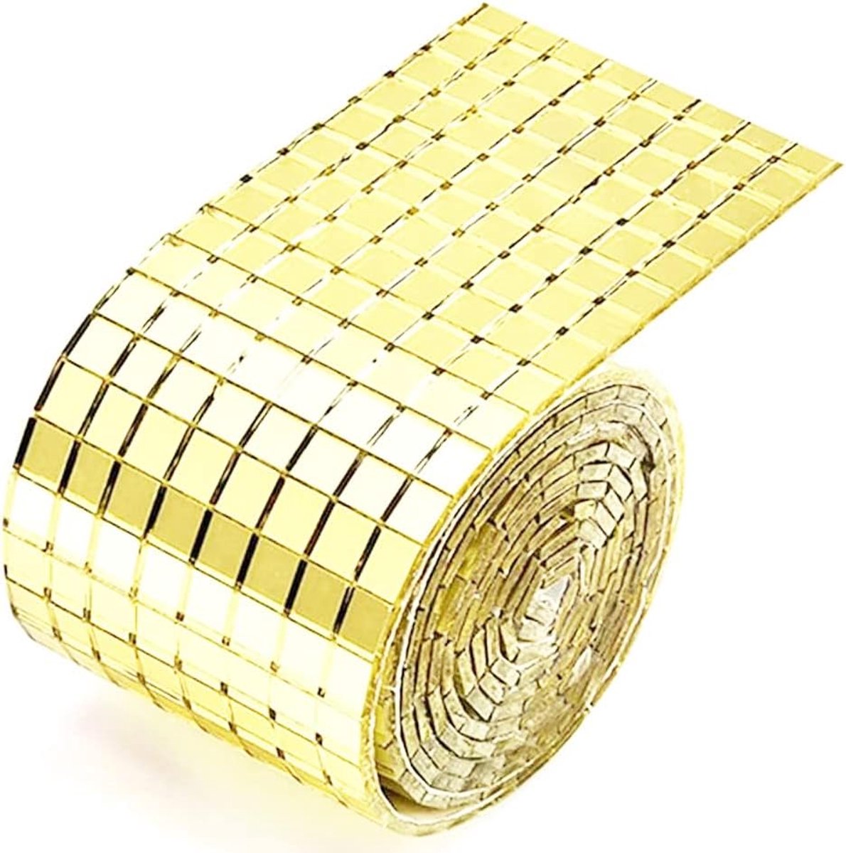 Muursticker Zelfklevend Mini Vierkante Glazen Decoratief Knutsel-DIY Accessoire Spiegels Mozaïektegels Behang voor Keuken Badkamer Huisdecoratie (Gouden)