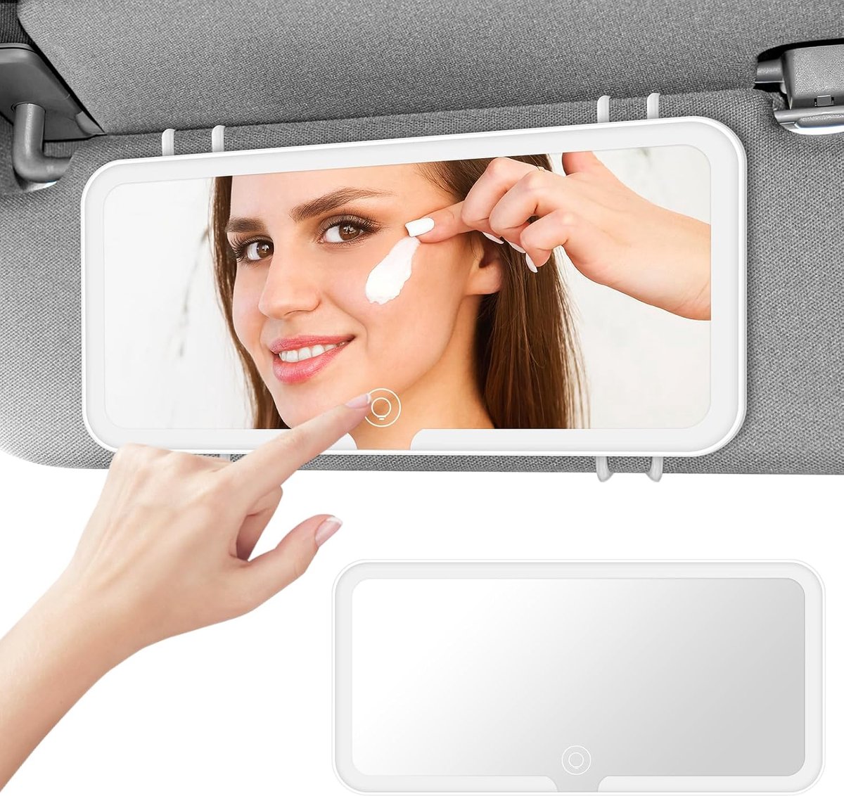 Dailygoods - Led-make-upspiegel met verlichting - Oplaadbaar - Compact en praktisch - Geschikt voor auto - Touch on screen - Voor baby's en kinderen