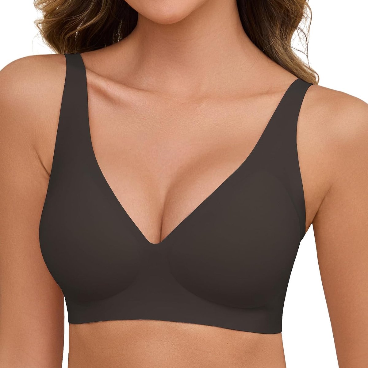 zonder beugel voor dames, sexy V-hals, push-up beha, gevoerd, comfort naadloze beha met beha-verlenging