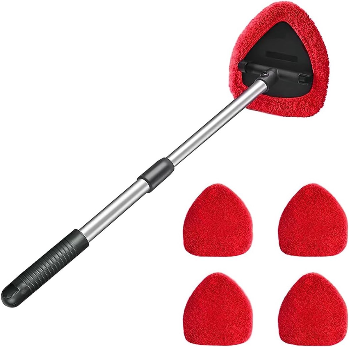 Dailygoods- Ruitenreinigingsgereedschap met lange handgreep - Draaibaar - Microvezelpads - Glasreiniger - Auto-interieur/exterieur - Duurzaam en licht