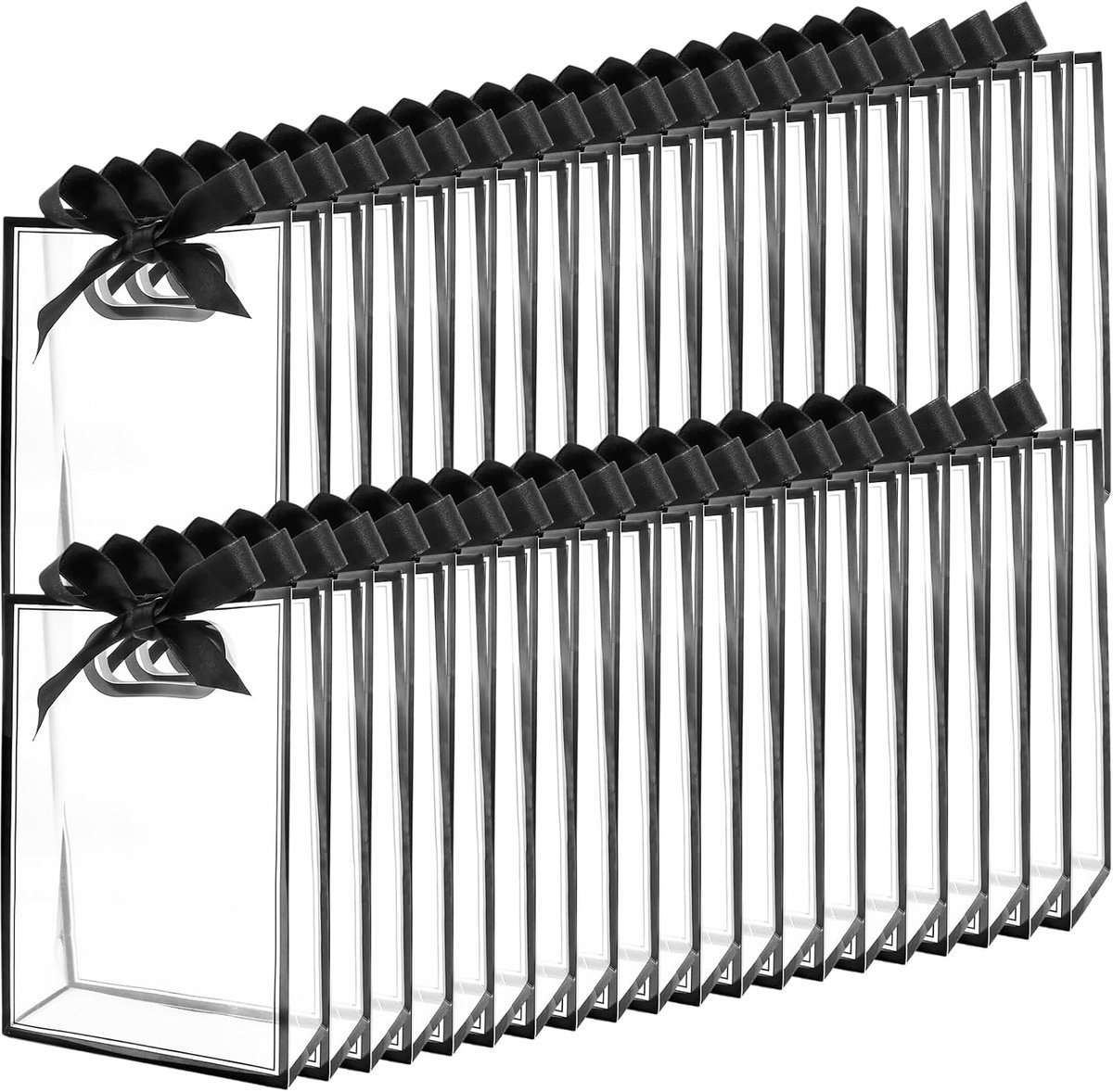 Dailygoods- Cadeauzakjes 40 stuks - Transparante Geschenktas - 18 x 26 x 8 cm - Herbruikbaar - Waterdicht - Met Strikband - Geschenkzakjes