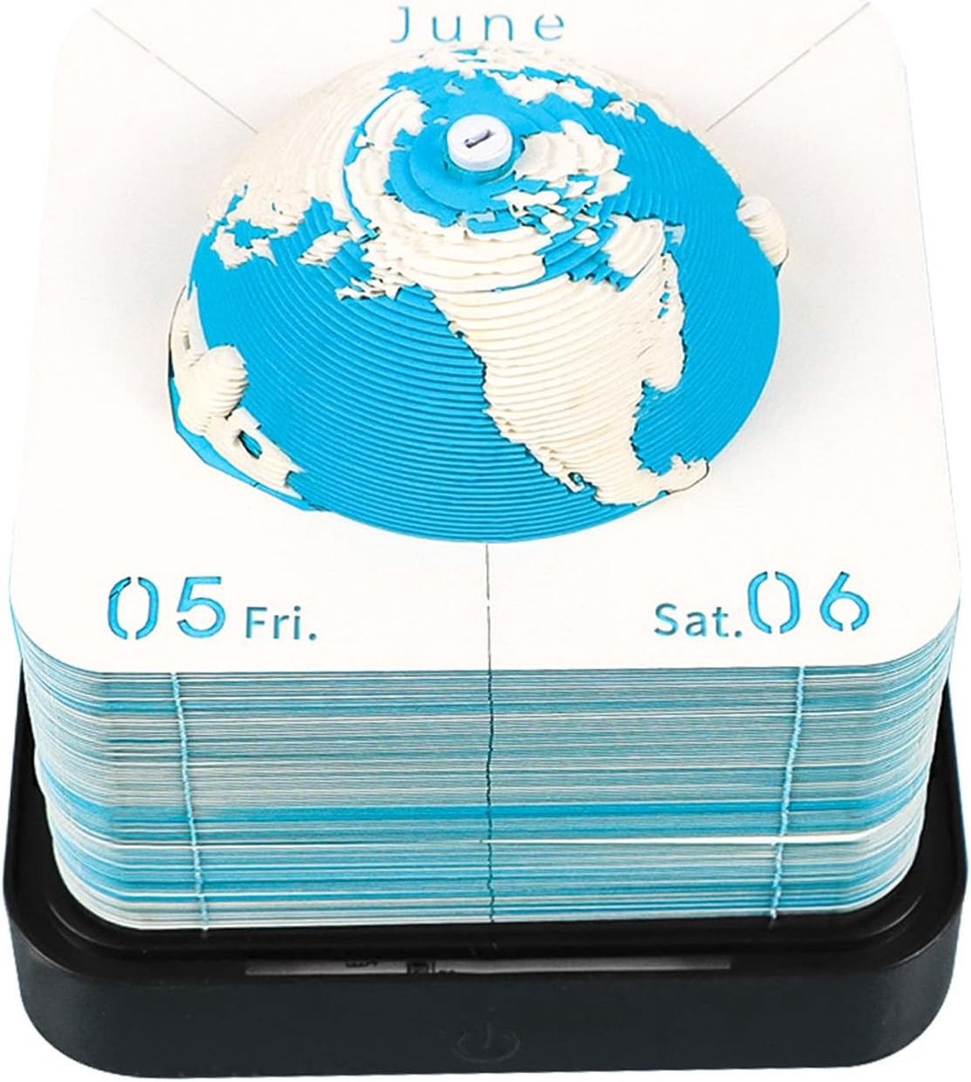 Dailygoods- Bureaukalender 2026 - 3D Aardekalender - Multifunctioneel Notitieblok - Handgescheurd Memoblok - LED-licht - Uniek Ontwerp - Kalender