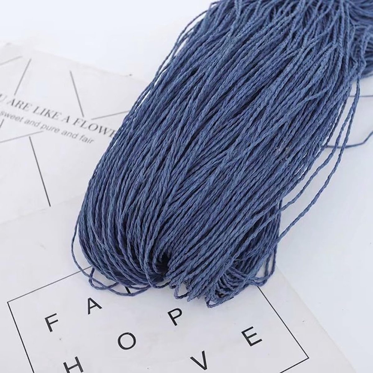 200 g kleurrijke knutselband, 2 mm, raffia, bastkoord, gehaakte bast voor doe-het-zelf kunsthandwerk, geschenkverpakking, bruiloft, feest, decoreren, handbreien, haken, zomerhoed, blauw