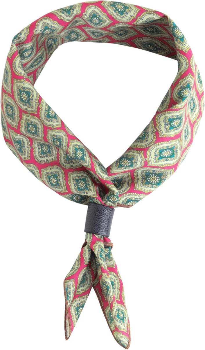 Halsdoek voor heren, met lederen lus, multifunctionele doek, hoofddoek, halssjaal, bandana's, klederdrachtdoek, bandana's, vintage, retro, 60 x 60 cm, drukpatroon, symmetrie, rood, Symmetrie