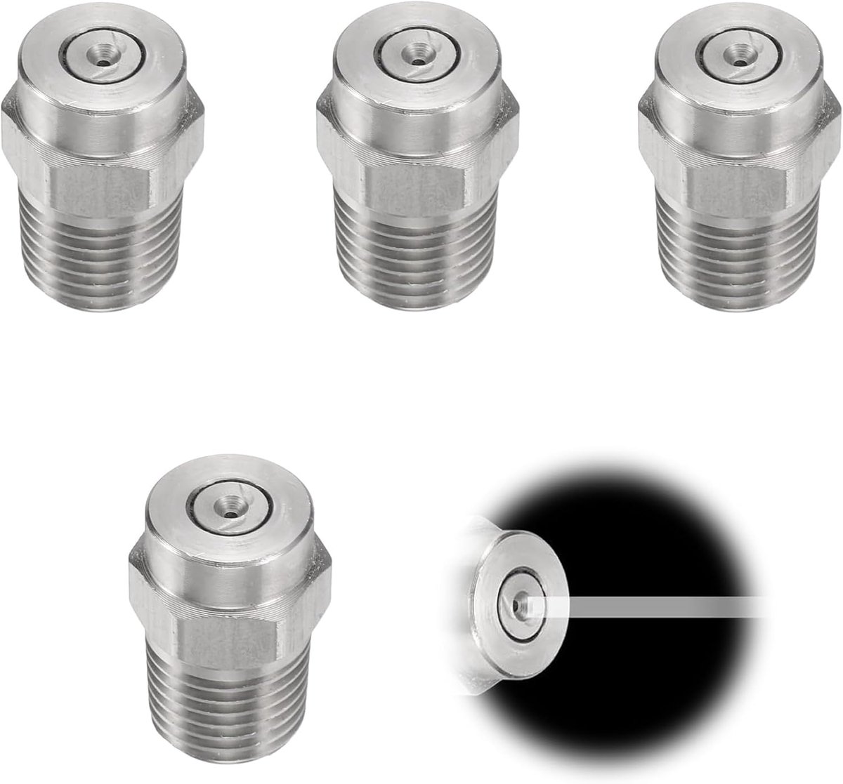 Dailygoods- Schroefdraadsluitringen 4 stuks - Sproeikop 0 graden - Opening 1,236 mm - 1/4 inch mannelijk NPT - Roestvrij staal - Voor hogedrukreiniger