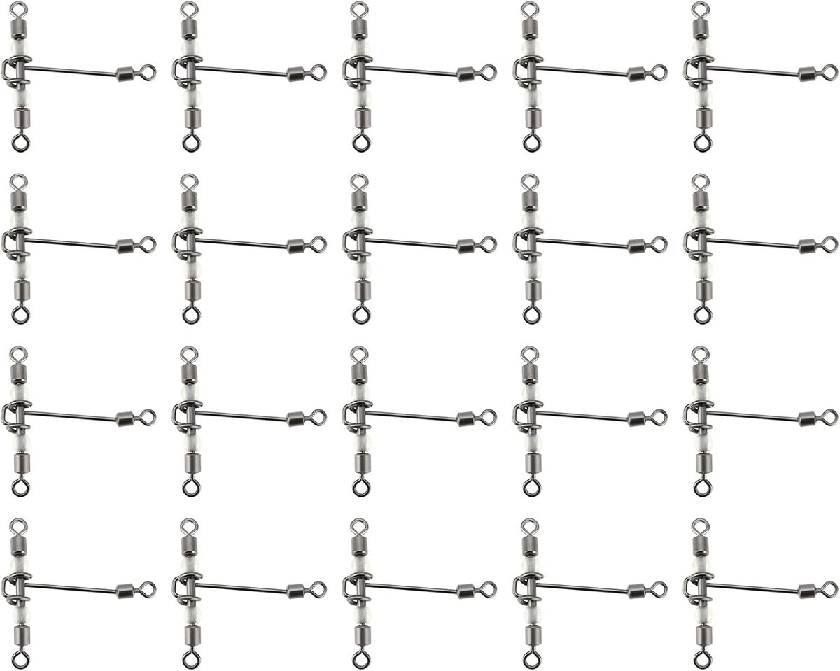 Dailygoods - 20 Stuks Heavy Duty Vissen Swivels met Lichtgevende Kralen