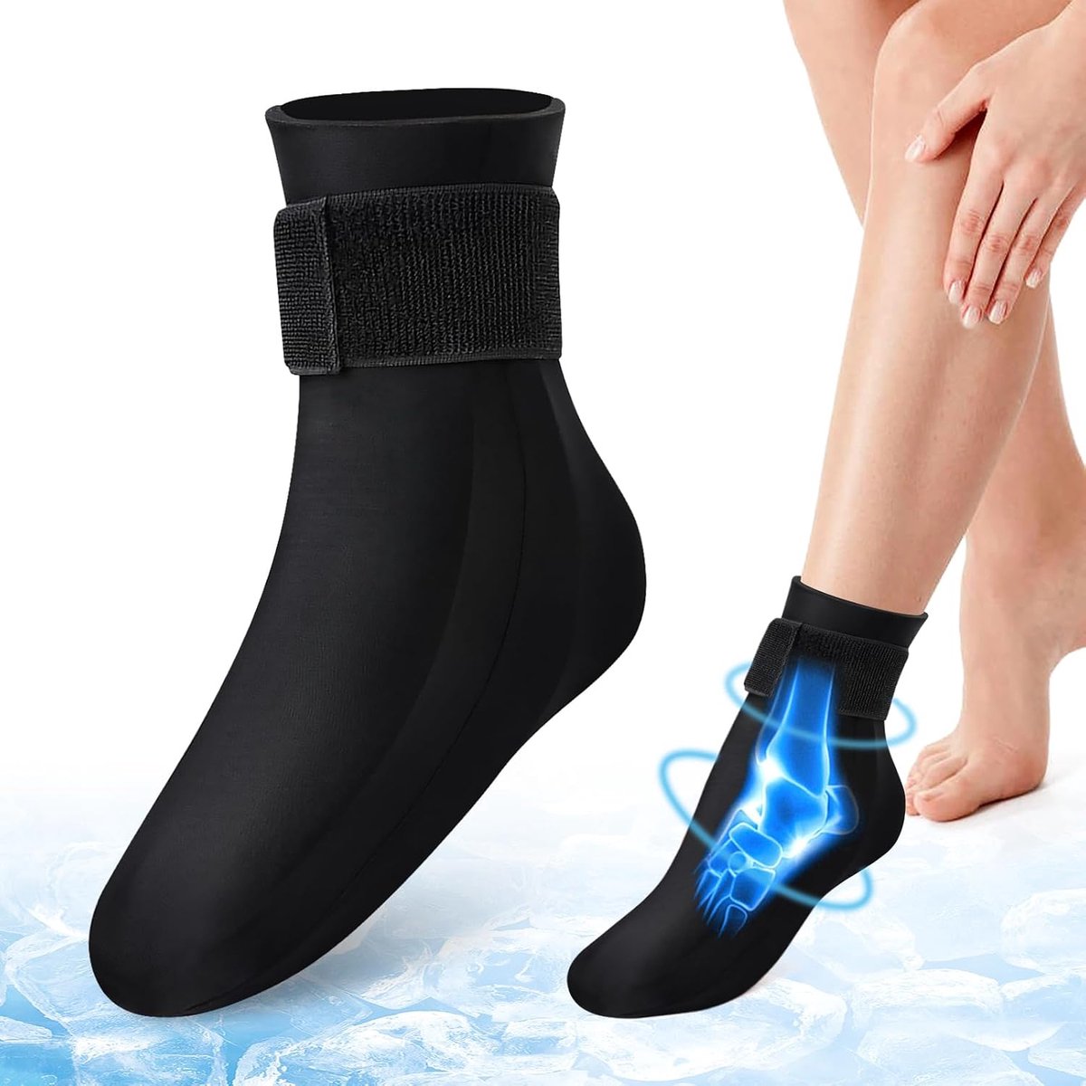 koudetherapie-sokken, koelmanchet, koelpads voor enkelgewricht, voeten koelpads voor verstuikte enkels, sportblessures, achillespeesontsteking