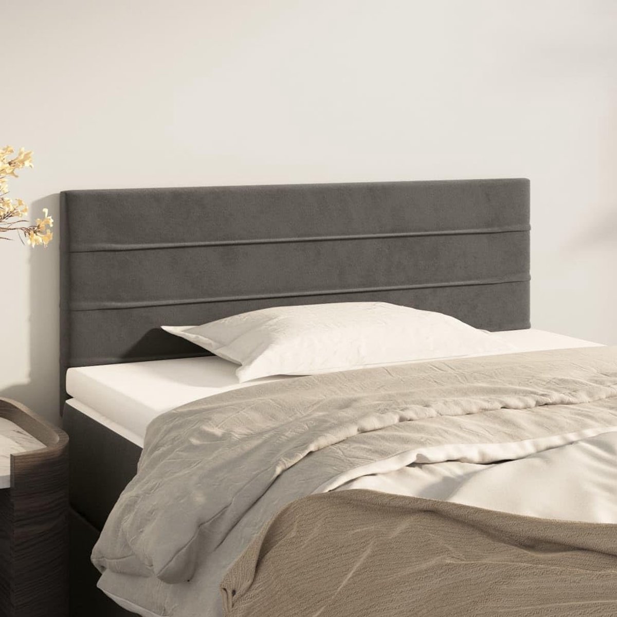 Hoofdeinde donkergrijs 80 x 5 x 78/88 cm fluwelen hoofdeinde voor slaapkamer slaapkamer hotels
