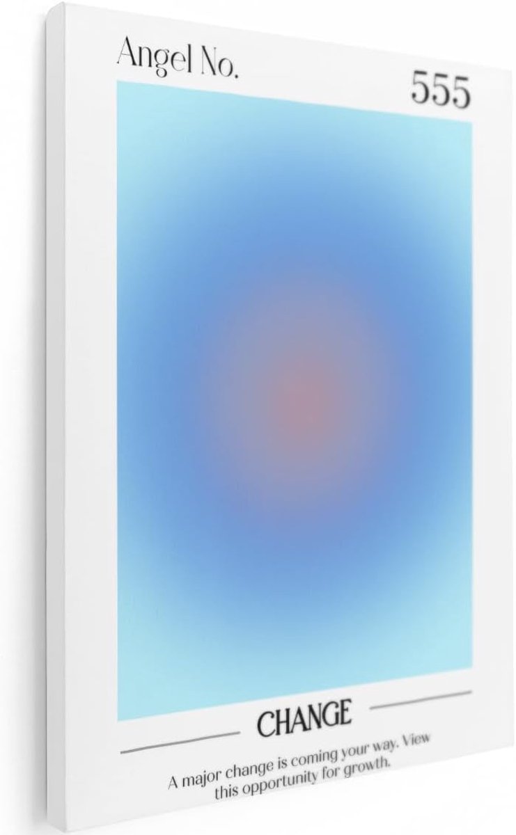 Canvas Schilderij Engel Nummer 555-30x40 cm - Klein - Wanddecoratie Spiritueel - Muurdecoratie Abstract Blauw - Schilderijen Op Canvas