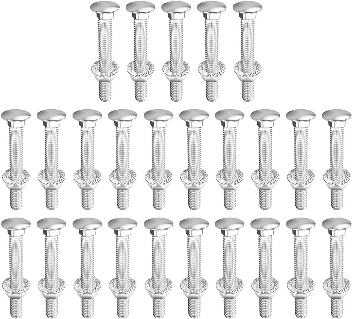 25 stuks slotbouten met flensmoeren, M5x50mm roestvrijstalen borgschroeven voor de meubeldecoratie- en bouwsector, M5x50mm