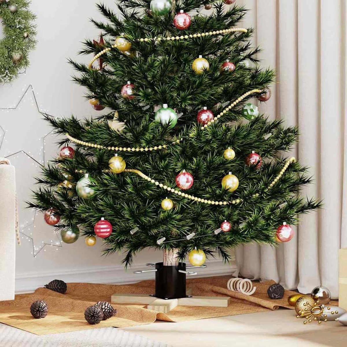 Kerstboomstandaard 1,73 zwart 50 x 50 x 16 cm, kerstboom voor woonkamer, kantoor of kerstmarktdecoratie 42019196