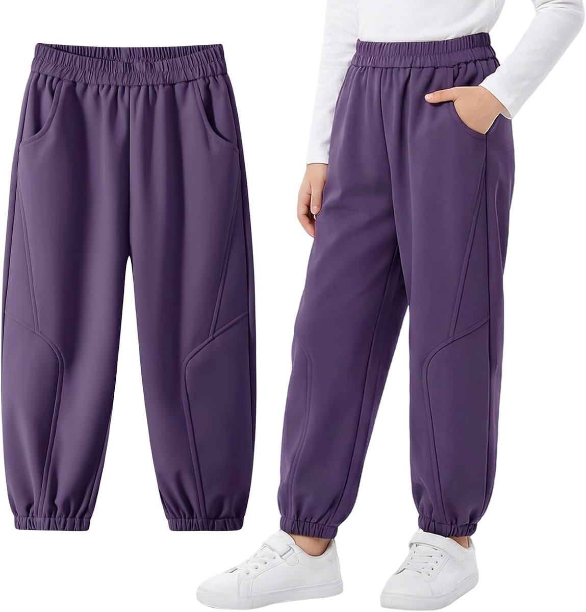 jongens softshellbroek met fleecevoering Kinder winter waterdicht winddicht wandelbroek Licht Warm Elastische tailleband Trekkingbroek Thermobroek Outdoorbroek Sport Modderbroek, maat 116-164