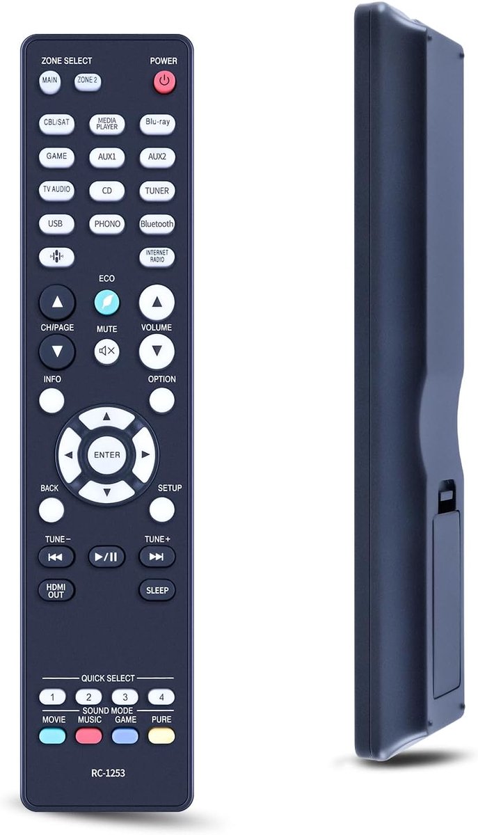 Vervangende afstandsbediening voor Denon AV-ontvanger RC-1253