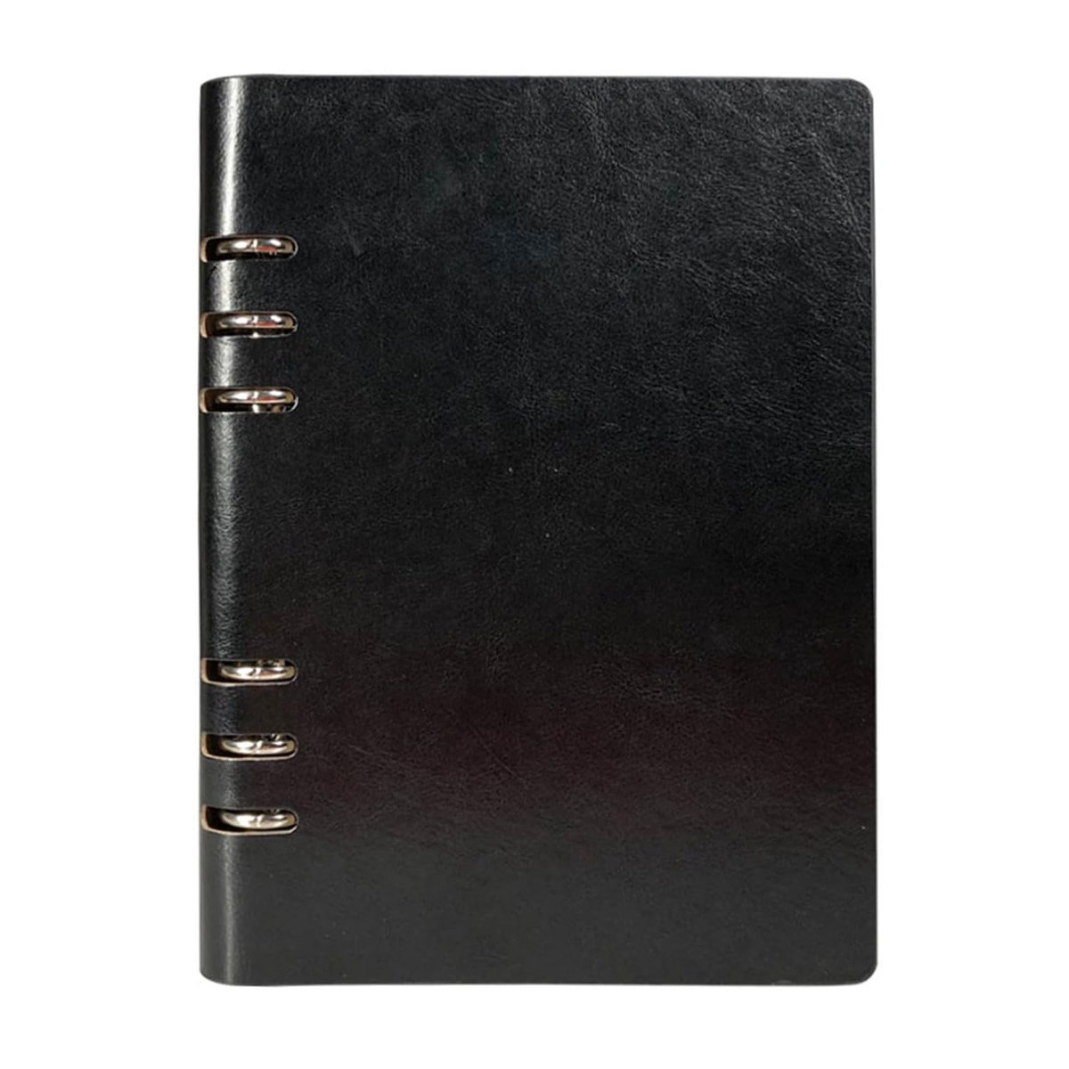 A5-formaat (17x23cm/6.6x9inch) leren ringband, notitieboek, navulbaar, roestvrij staal, cut-out notitieblok, 100 pagina's, waterdicht, Easy-Open schakelaar