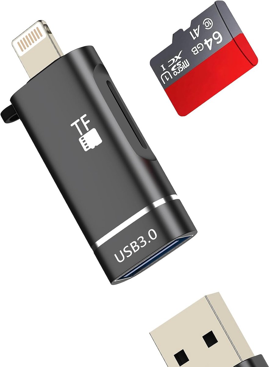Naar USB adapter kaartlezer Micro SD Card Reader Stick voor iPhone 14 13 Pro Max voor iPad OTG 3.0 kabel camera mobiele telefoon kaartlezer geheugenkaartlezer bus externe high-speed