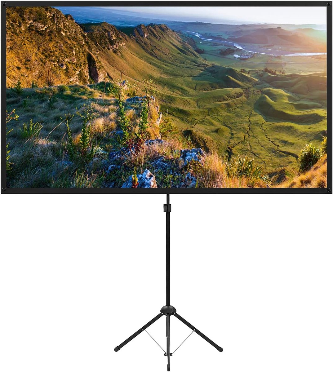 Excelimage 16:9 draagbaar projectiescherm met standaard, 80 inch, licht, eenvoudig te installeren, idee voor thuisbioscoop, tuinfeest, outdoor