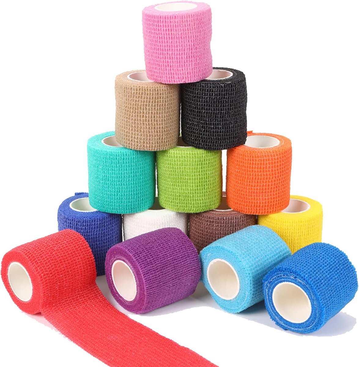 verband, 14 rollen, elastisch verband fixeerverband hechtbandage zelfklevende huisdierbandage voor pols, enkels, vingers, knieën (5 cm x 4,5 m)