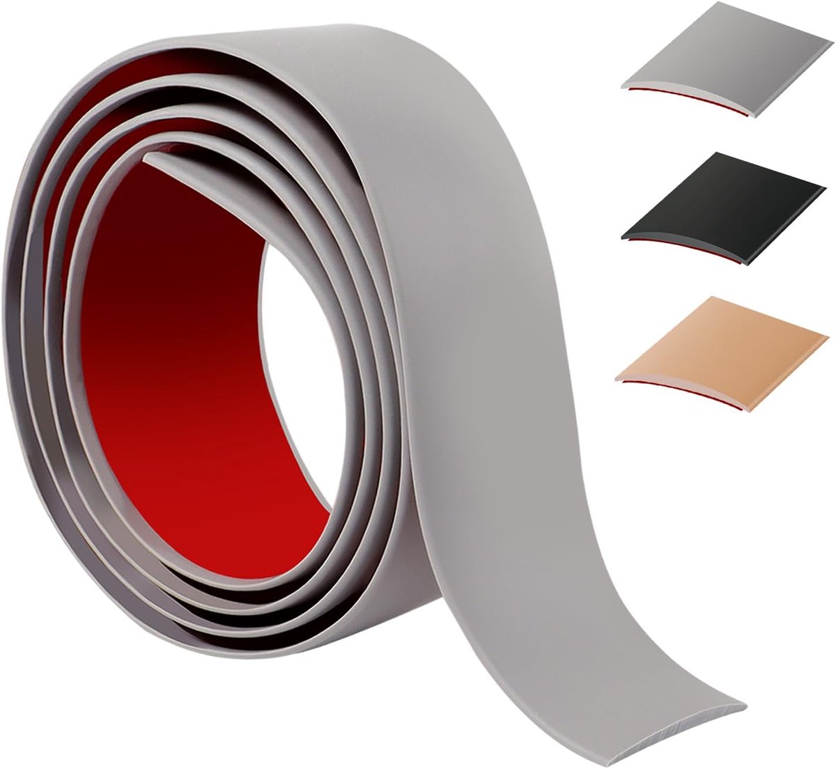 100 cm zelfklevende dorpelstang, flexibele deurdrempel, pvc, drempelovergangsstangen voor keuken/woonkamer, overgangsprofiel voor het verbinden van vloer/tegels/laminaat (4 cm, grijs)