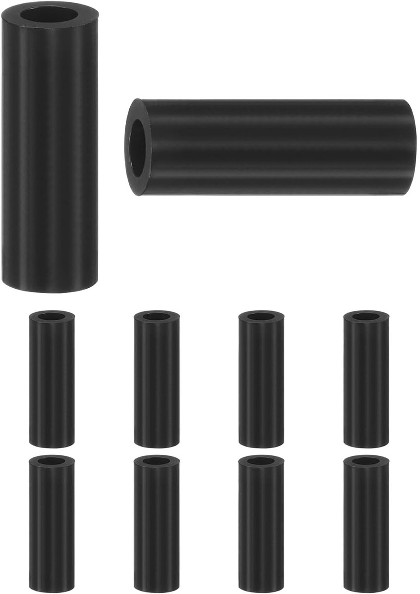 Set van 100 nylon ringen, 4,2 mm ID 7 mm OD 20 mm lengte ronde plastic afstandhouder afstandhouder niet-schroefdraad voor M4 schroeven/bouten/stopcontact/schakelaarhouder [zwart]