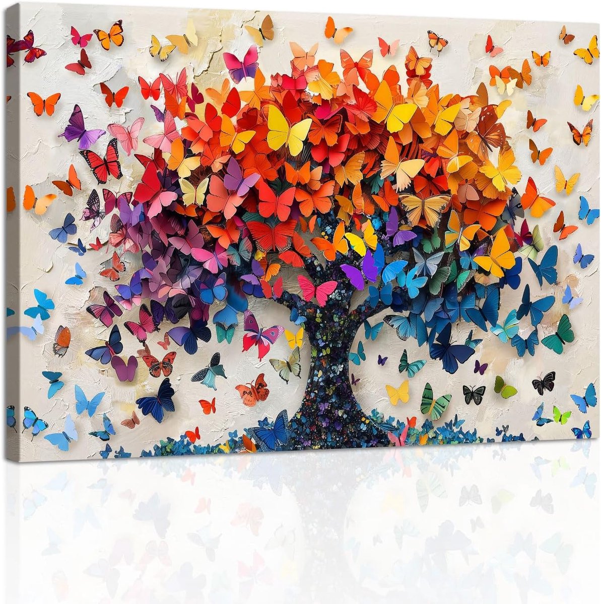 Vlinderbomen ingelijst canvas muurkunst prints, abstracte oranje rode bomen muur foto's moderne abstracte levensboom canvas schilderij poster, woondecoratie voor slaapkamer woonkamer keuken
