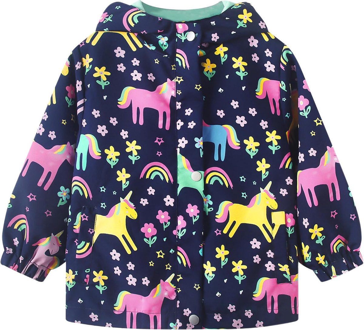 Jas Kinderen Waterdichte Regenjas Meisjes Jongens Overgangsjas Lichtgewicht Ademend Gevoerde Hooded Jassen Lente Herfst Windbreaker Winddichte Jas 2-10 Jaar, 92-140