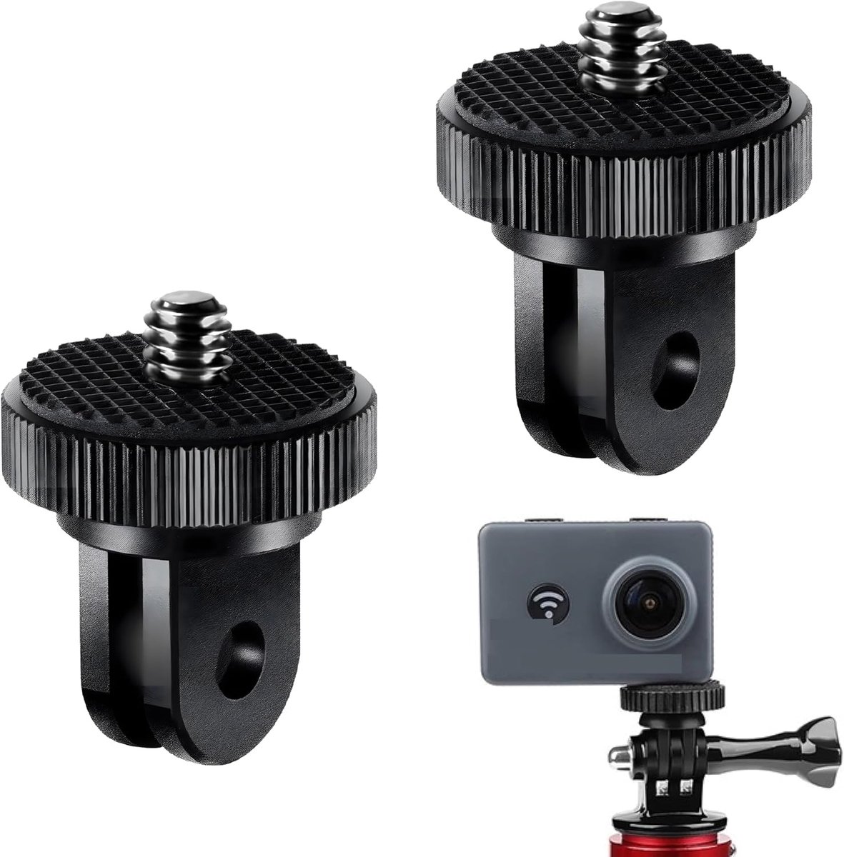 2 stuks 1/4 inch statiefadapter voor GoPro Insta360 X2 X3 X4 Osmo - aluminiumlegering houder - 1/4 schroefdraad mount GoPro verbindingsstuk - accessoires voor actiecamera, camera, kinhouder, statief