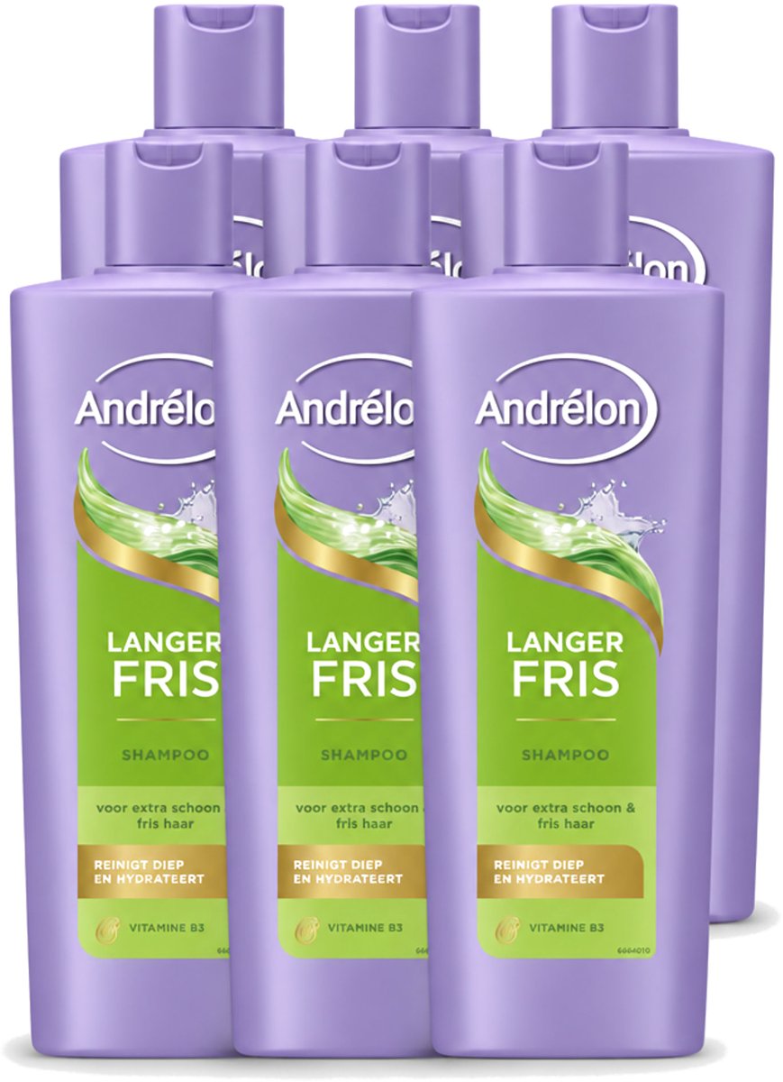 6 x Andrélon – Shampoo – Langer Fris – 400 ml - Voordeelverpakking - 6 stuks