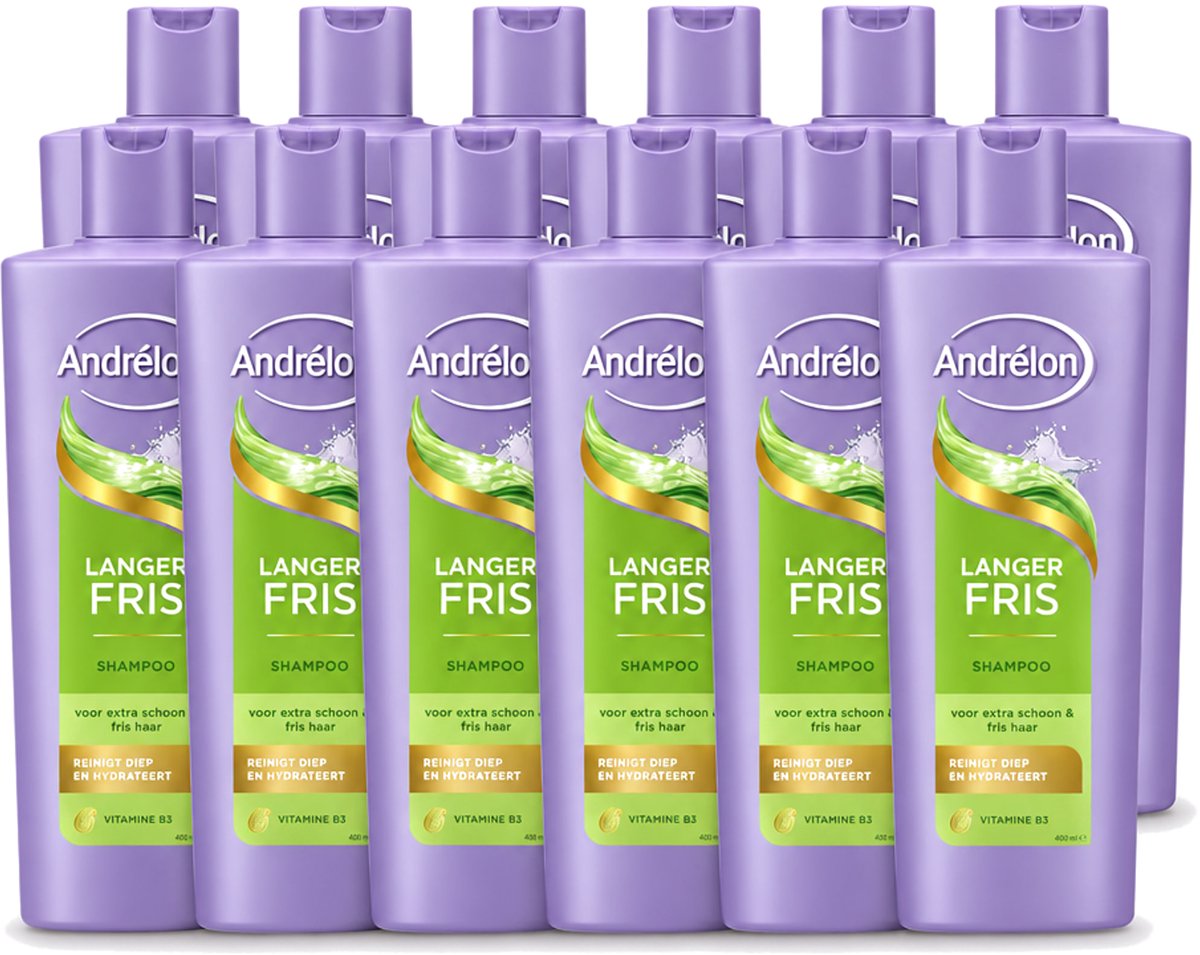 12 x Andrélon – Shampoo – Langer Fris – 400 ml - Voordeelverpakking - 12 stuks
