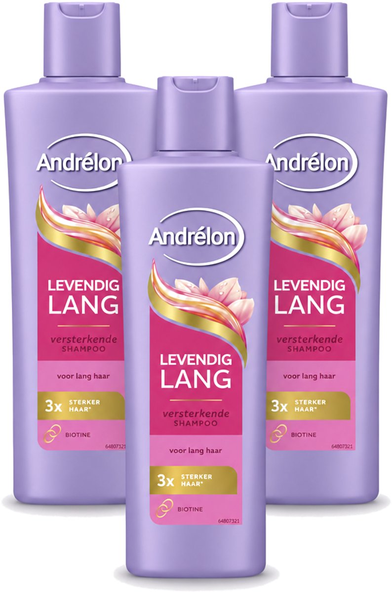 3 x Andrélon – Shampoo – Levendig Lang – 250 ml - Bulkverpakking - 3 stuks