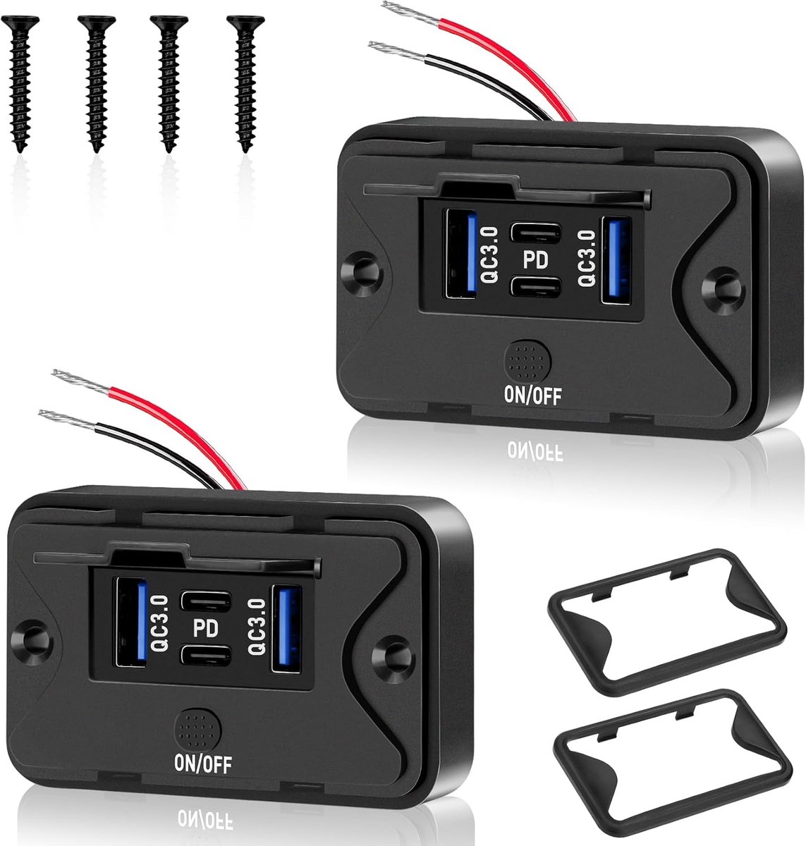 4-poorts USB-oplaadbus 12V autolader Dual QC3.0 USB & Dual PD3.0