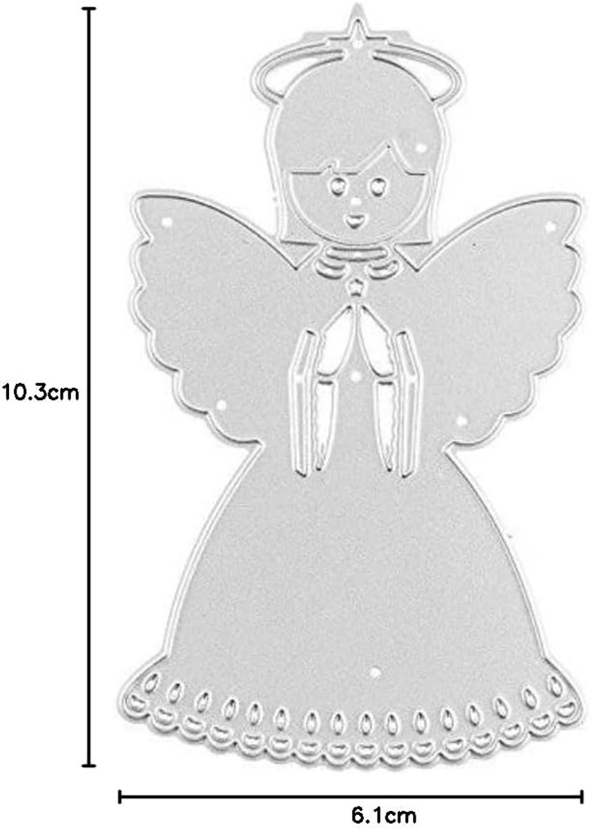 Stanssjabloon, engel, 10,3 cm x 6,1cm, geschikt voor gangbare stansmachines | sjabloon voor het vormgeven van cadeauhangers, wenskaartopleggers | beschermengel, Kerstmis, advent
