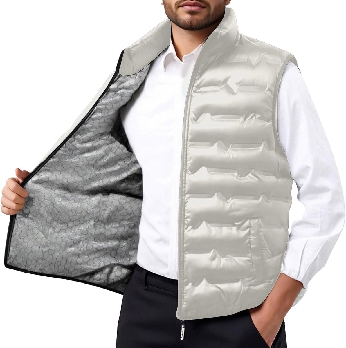 Ademend wintervest biedt extra warmte en comfort, ideaal voor laagjes. Oversize mouwloze jas voor koud weer.