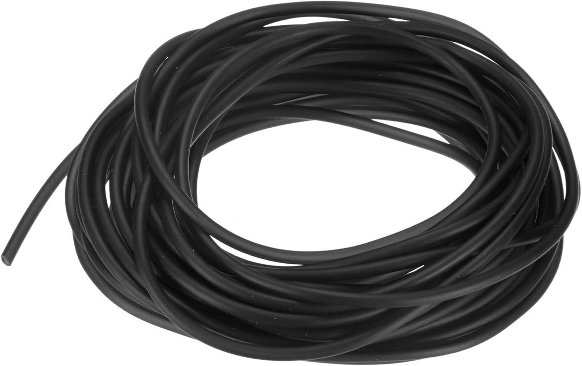 Natuurlijke latex rubberen buis, 3/32 inch [2 mm] ID x 5/32 inch [4 mm] OD 33ft lengte latex slang buis voor thuis/laboratorium/sport, zeer elastische bandbuizen [zwart]