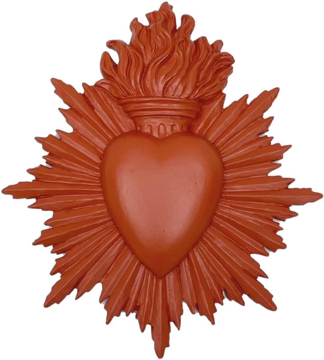 Ex-voto Decoratieve muurschildering, heilig hart, 17 cm x 15 cm, mooie productie (terracotta)